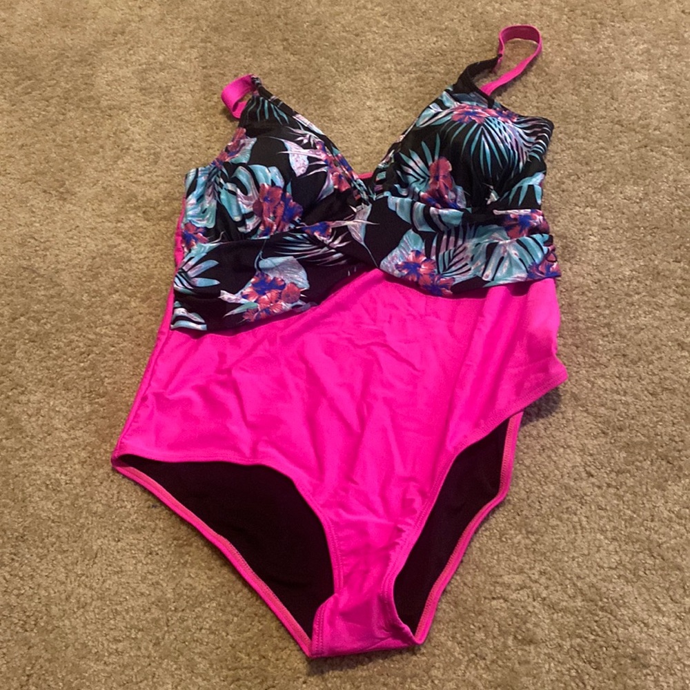 Bright Pink Floral One Piece